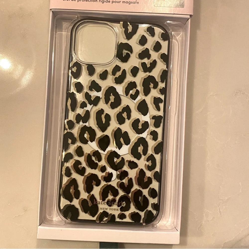 NEW Kate Spade iPhone 14 Plus Protective Case w/ MagSafe - City Leopard